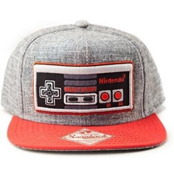 Gorra de Béisbol Nintendo NES Controller, Bordada en Gris y Rojo, 100% Algodón, Tamaño Ajustable