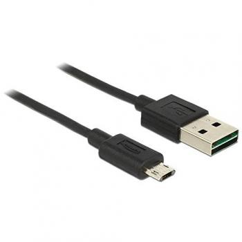 Cable USB 2.0 A a Micro-B Invertible 0,20 metros Negro