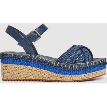 Sandalias de cuña con tiras cruzadas y detalle tricolor en lateral