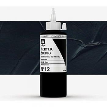 VALLEJO ACRYLIC STUDIO, PINTURA ACRÍLICA, 200ML, NEGRO ÓXIDO DE HIERRO, Nº 12