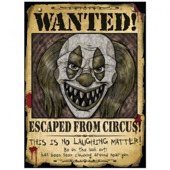 Cartel Payaso Wanted 30X40 cms