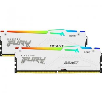 Kingston FURY Beast RGB White DDR5 5200MHz 64GB (2x32GB) CL40 Dual Channel Memory Kit KF552C40BWAK2-64