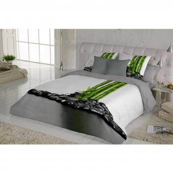TSUKI Cañas y Piedras Funda Nórdica, Algodón, Verde, Cama 180