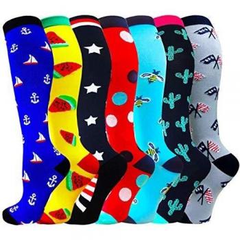 ACTINPUT 3/7 Pares Calcetines de compresión para Mujeres y Hombres 20-25 mmHg es el Mejor atlético, Correr,Escalar Montaña,Vuelo, Viajes, Enfermeras, Edema