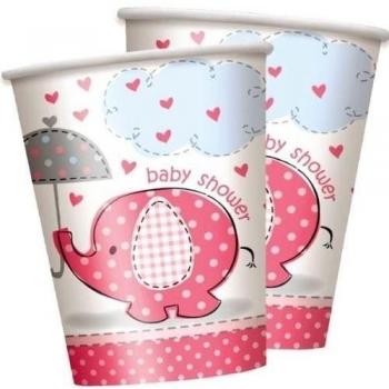 Desechables vasos de papel/vasos para bebé Rosa Elefante Bebé Ducha