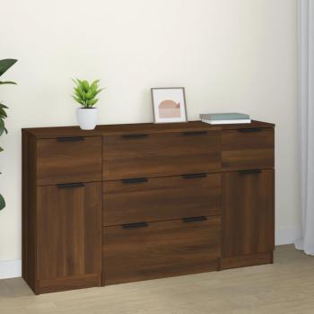 Set de aparador 3 piezas de madera de roble marrón multicapa