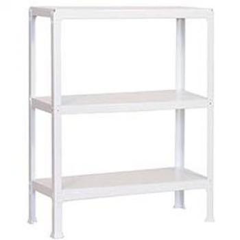 Estantería Metálica de Almacenaje SimonRack, 900x1000x300 mm, 3 Baldas, Soporta 150 kg por balda, Blanco, Sin tornillos