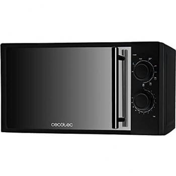 Cecotec Microondas All Black Grill. 700 W de Potencia, Capacidad de 20l, Grill de 900 W, 9 Niveles Funcionamiento, Temporizador 30 min, Modo Descongelar, Acabado Negro