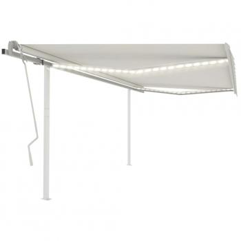 Protector solar retráctil manual con LED 4x3,5 m Crema