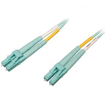 Cable Patch de Fibra Dúplex Multimodo 50/125 OM4 LSZH 10Gb/100Gb LC-LC Aguamarina 2M