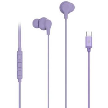 Auriculares in-Ear con Cable USB-C, Control de Volumen y Micrófono Integrado, Color Morado