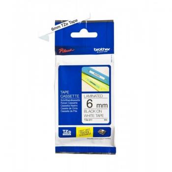 Cinta Brother TZe-211 6mm Negro sobre Blanco para Impresora de Etiquetas