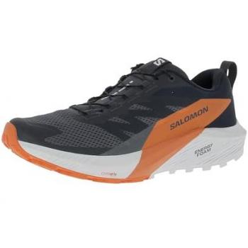 Salomon Zapatillas de Trail Running para Hombre Sense Ride 5 Gore-Tex Azul y Gris Oscuro con detalles Naranjas, Talla 47 1/3