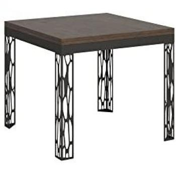 Mesa extensible Ghibli Libra 90x90/180 cm con estructura de Nogal y acabado Antracita