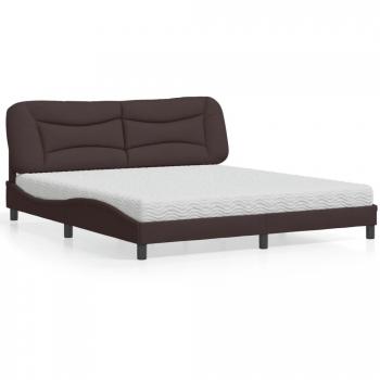 Cama con colchón de tela marrón oscuro 180x200 cm