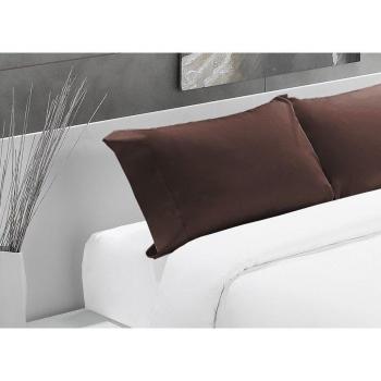 Funda de Almohada de Algodón Percal 200 Hilos Marrón - Tejido Natural Liso, Transpirable y Duradero