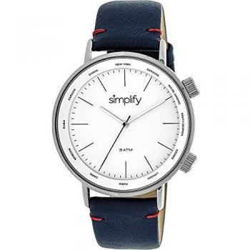 Simplify The 3300 Unisex White Leather Strap Quartz Watch