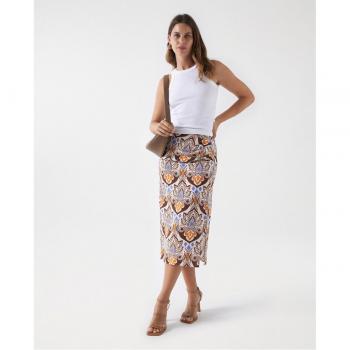 Timeless A-Line Midi Skirt - Multicolor Print by Salsa Jeans