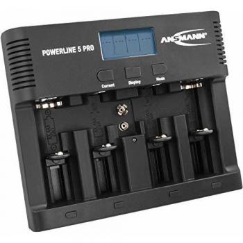 Cargador Universal de Baterías Powerline 5 Pro - Carga para 1-4 Pilas AAA/AA/C/D y 1 Bloque de 9V, Incluye Puerto USB y Adaptadores de Corriente y C
