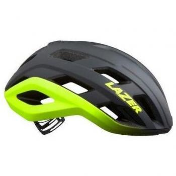 Casco Lazer STRADA KinetiCore Dark Grey/Flash Yellow, talla L, características: tecnología KinetiCore para mayor protección contra impactos, diseño aerodinámico, ventilación optimizada, ajuste fácil y cómodo