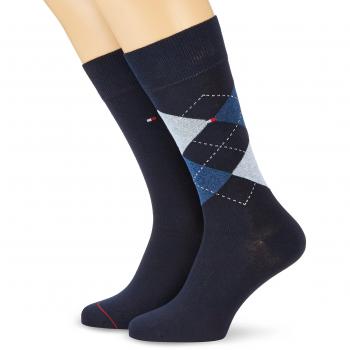 Tommy Hilfiger Th Men Sock Check 2P - Calcetines para hombre, pack de 2, talla FR: 43-46