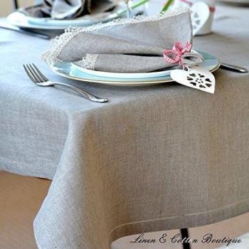 Linen & Cotton - Mantel Florence Muy Elegante de Tela con Vainica, 100% Lino