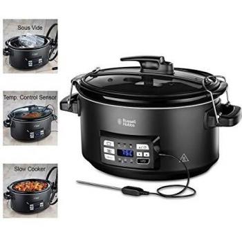 Russell Hobbs Olla de Cocción Lenta Sous Vide - Olla 3 en 1: Cocinar al Vacío, Cocción Lenta y Medidor Temperatura, Pantalla Digital LED, 6 Raciones, Recipiente Extraíble de Cerámica, Negro - 25630-56