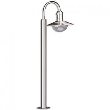 Lámpara de pie curvada Damion de acero inoxidable, moderna, gris, 1 llama E27, ideal para iluminación de senderos y balizas