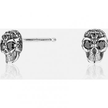 Pendientes Skull de plata con motivo de calavera y circonitas de color
