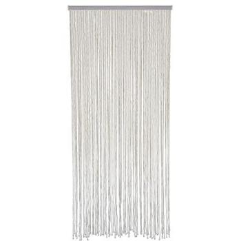 Cortina para Puerta de Exterior de Cuerda Trenzada, Algodón y Poliéster, 90x200 cm, Color Crudo