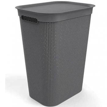 Cesta de Ropa Rotho Brisen 50L con Tapa y Asas, Plástico Antracita, Sin BPA (43.1 x 34.0 x 52.9 cm)