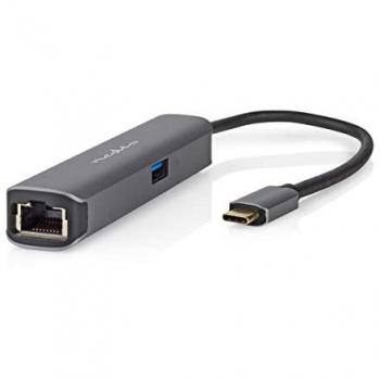 Adaptador Multi-Puerto USB 3.2 Gen 1 - USB-C, HDMI, RJ45, USB-A, 5 Gbps, 0.20 m, Color Gris