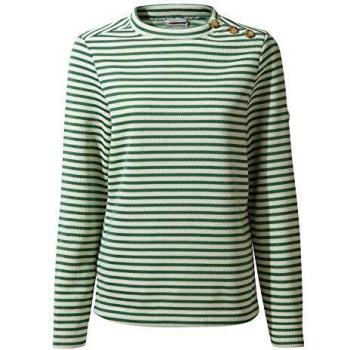 Craghoppers Balmoral Crew Neck Top Cuello Redondo, Mujer, Verde Stripe, 46