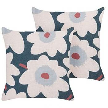 Conjunto de 2 Cojines Multicolor Floral 45 x 45 cm con Fundas Removibles y Cremallera