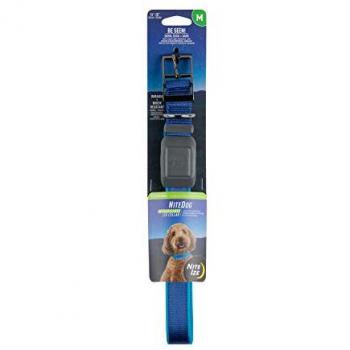 Nite Ize NiteDog Rechargeable LED Collar, Medium, Blue, USB Rechargeable, Light Up Dog Collar with Metal Buckle, Water Resistant