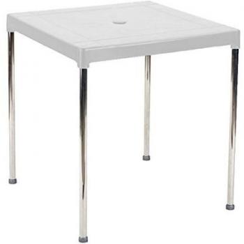 Garden Life 4026-01 - Tablero de Resina y Patas Aluminio, 70 x 70 x 13 cm, Color Blanco