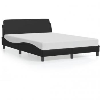 Black Faux Leather Double Bed Frame without Mattress 137x190 cm