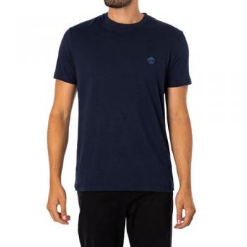 Camiseta de hombre Timberland de manga corta lisa, color azul noche, talla L, ajuste regular con logotipo bordado