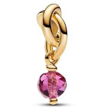 Charm Colgante Círculo Eternity Rosa Facetado con Cristal en Oro para Damas - Octubre