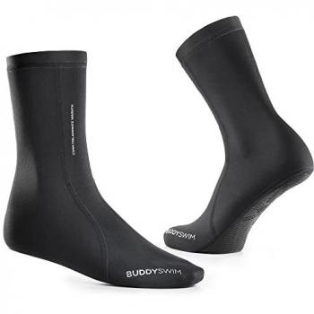 Buddyswim Calcetines Neopreno Trilaminate Warmth 2.5 mm para Natación en Aguas Abiertas, Buceo, Submarinismo y Surf - Color Negro Carbón - Talla XL