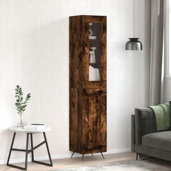 Aparador de madera contrachapada roble ahumado 34,5x34x180 cm Vidaxl Marrón