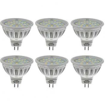 Uplight DC12V 5.5W Regulable Bombilla LED MR16,Equivalente 50-60W,Blanco Natural 4000K,600LM RA85,120°Ángulo de haz,6 Piezas.