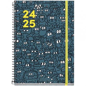 Agenda escolar 2024-2025 Miquelrius Doodle Teen, formato 150x213mm, semana vista, en catalán e inglés