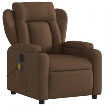 Sillón reclinable de masaje eléctrico tela marrón Vidaxl Marrón