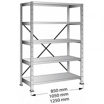 Estantería ensamblable CLEANA de Kaiserkraft, 5 estantes, ancho 1000 mm, profundidad 800 mm, capacidad de carga por estante 270 kg