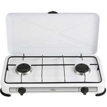 Fornello a Gas Melchioni Minerva 2 Fuegos Blanco con Coperchio 4780W