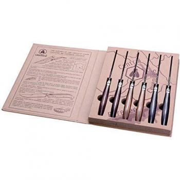 LAGUIOLE - Caja 6 Cuchillos para bistec - Mango de madera Pakka 3 colores surtidos - Acero inoxidable - Caja de regalo de cartón con la historia de la marca - Estilo y comodidad de uso - Muy resistente - acero inoxidable, asas: madera de pakka, refuerzos