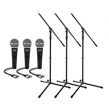 Micrófono Vocal Dinámico SubZero con Interruptor y Paquete de 3 Soportes