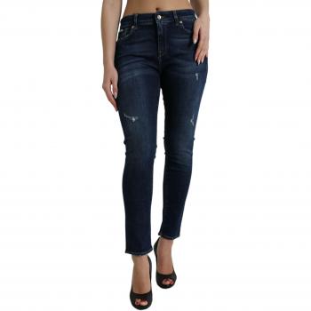 Dolce & Gabbana Elegant Dark Blue Mid Waist Stretch Jeans, Slim-fit, Female, Size M