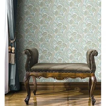 Papel Pintado Vinílico Cachemir Floral Hindú con Relieve Textura Tela - Tamil Etnik 676351, Rollo 10 m x 1,06 m